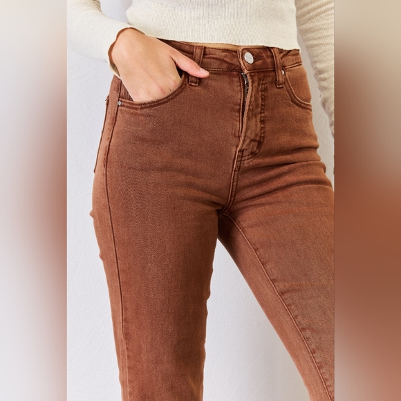 RISEN Designer Espresso Full Size High Rise Tummy Control Straight Jeans 20% OFF - Picture 5 of 6